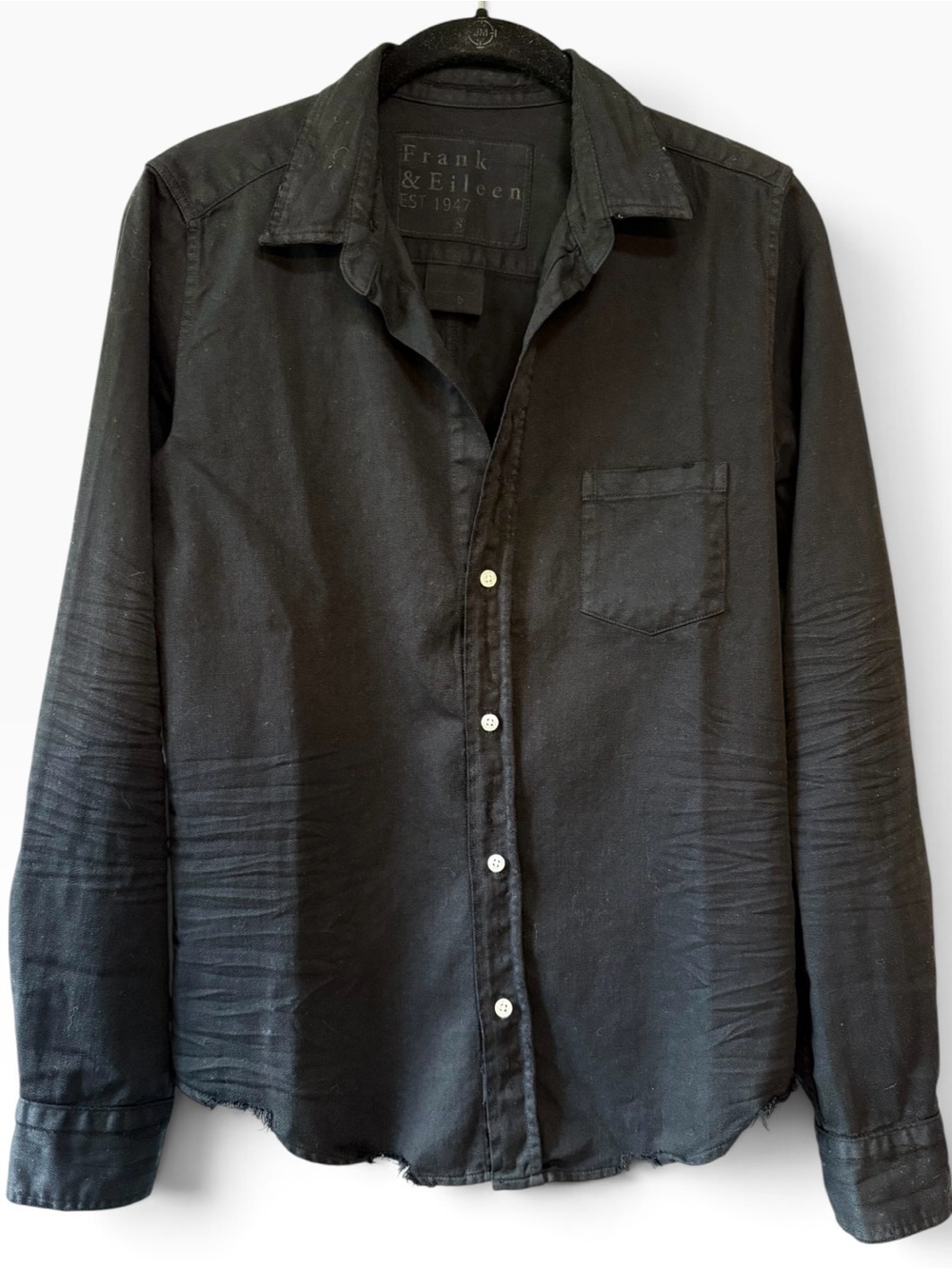 Frank and Eileen Barry Famous Denim Cotton Button Down Shirt Black Size Small